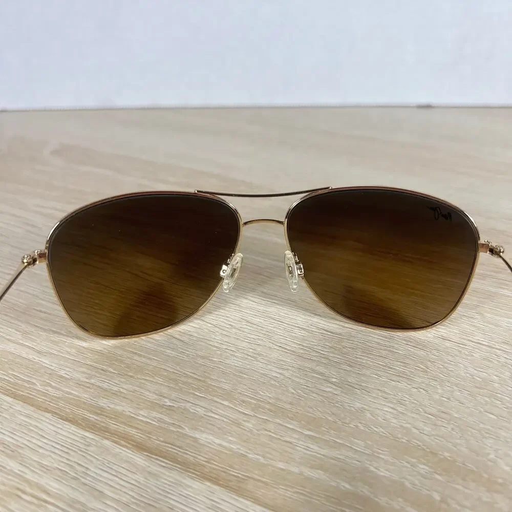 Maui Jim Cliff House MJ-247-16 Titanium Silver Sunglasses 59-15-120 Gold Aviator